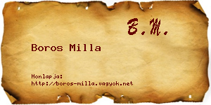 Boros Milla névjegykártya