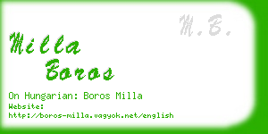milla boros business card